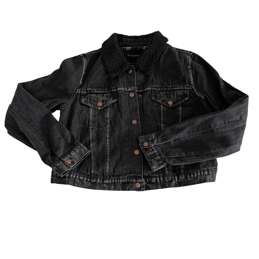 Olivaceous Black Jean Flannel lined Jean Jacket size Lg